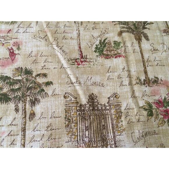 Retired Waverly Sunset Boulevard Fabric 1.8 + Yards CA Landmarks Tea Stained Tan - Picture 6 of 10